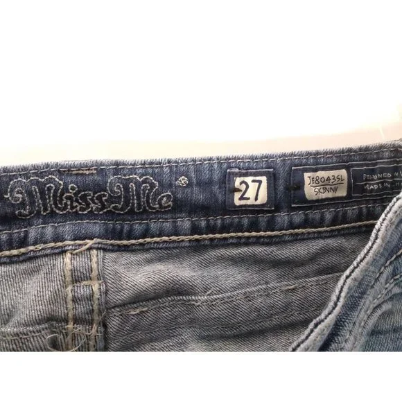 Miss Me Jeans Womens Size 27 JE80435L Skinny Rhinestone Stretch Cross 28x29 - Picture 6 of 6